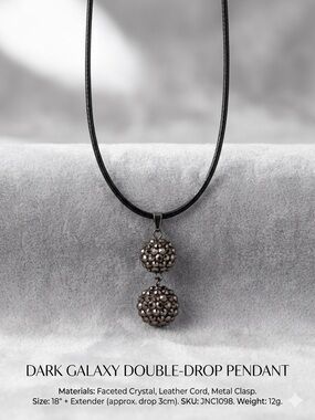 Dark Galaxy Double-Drop Pendant Necklace - Black